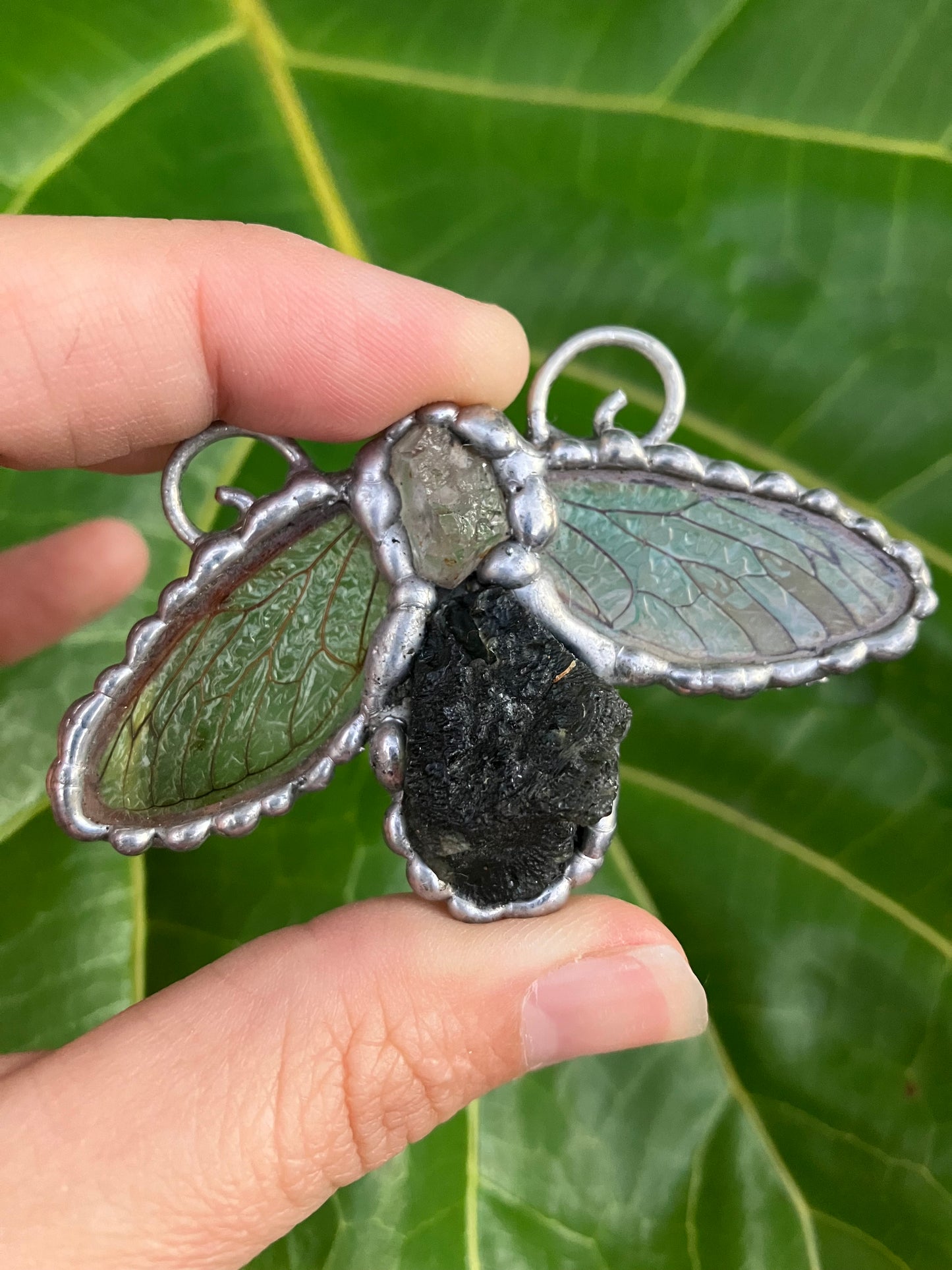 Cicada Guardian | Moldavite & Herkimer Diamond